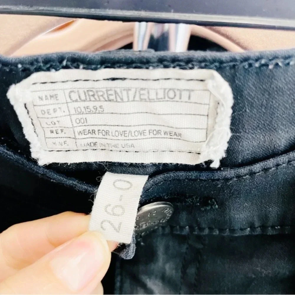 Current/Elliott Black Coated The Soho‎ Zip Stiletto Skinny Jeans Size 26